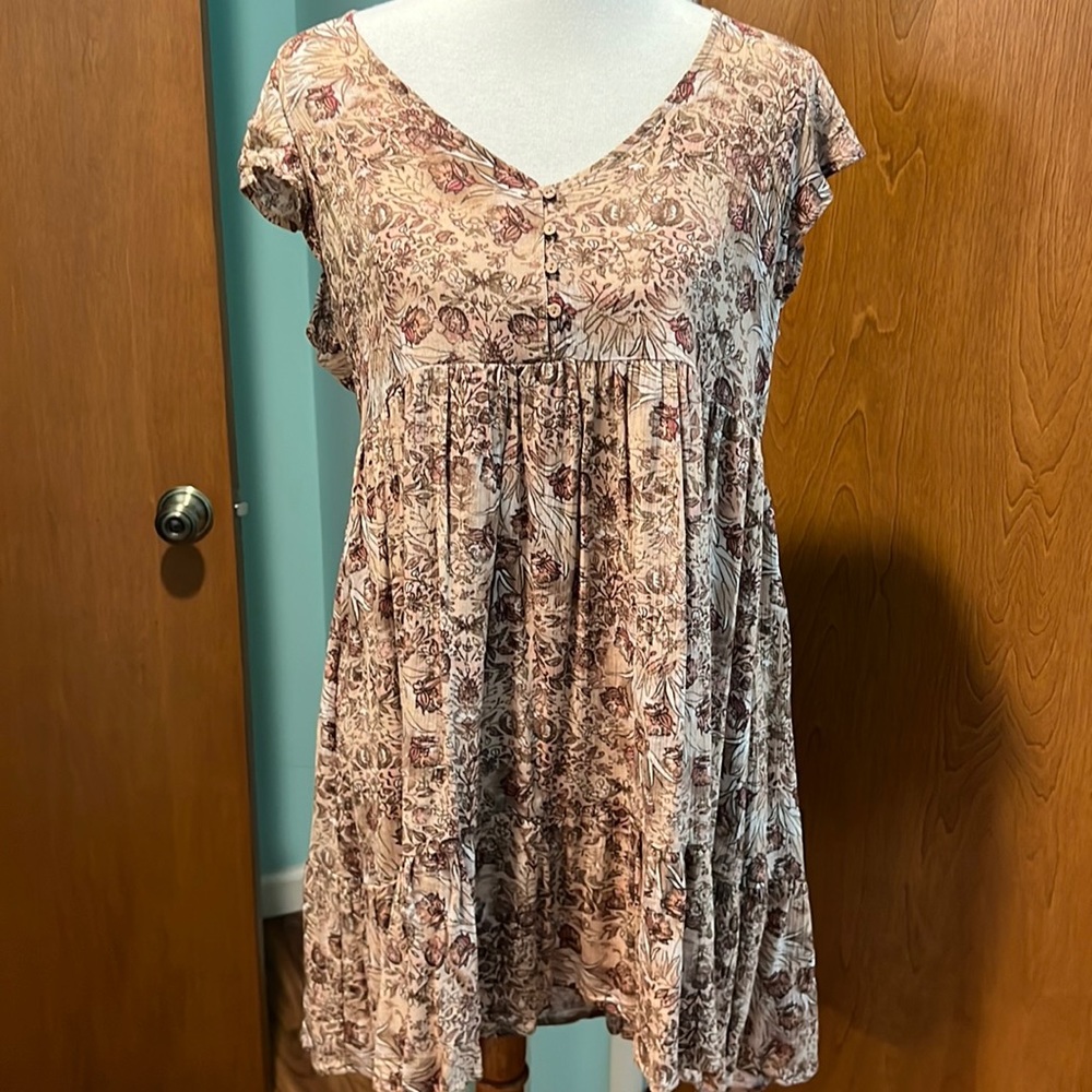 Tan Floral Dress